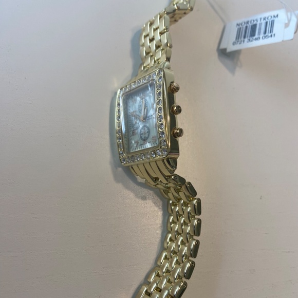 Gold and Mother of Pearl watch with crystals from Nordstroms. New. - Picture 4 of 8